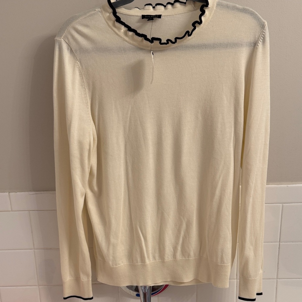NWT Talbot Cream Sweater with Black Trim